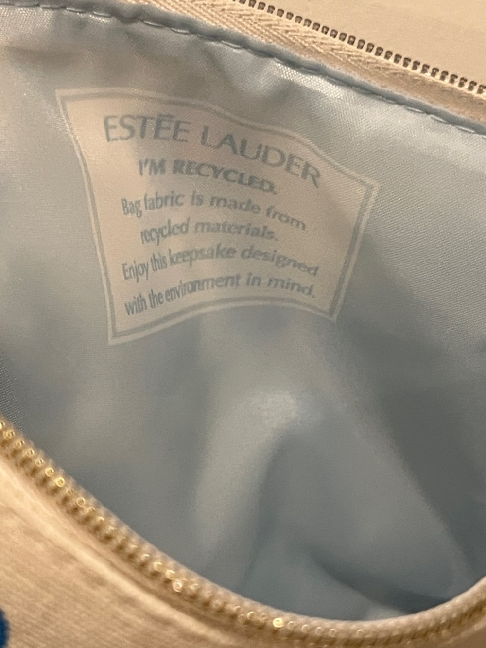 Estee Lauder Blue Floral Canvas Cosmetic Pouch - Picture 5 of 6